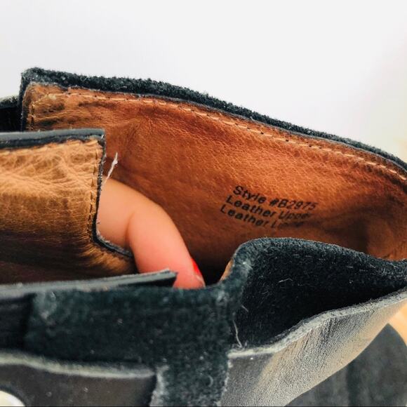 MADEWELL Charley Black Suede Snap Leather Ankle Heeled Booties Boots Women's 7 - Picture 7 of 9